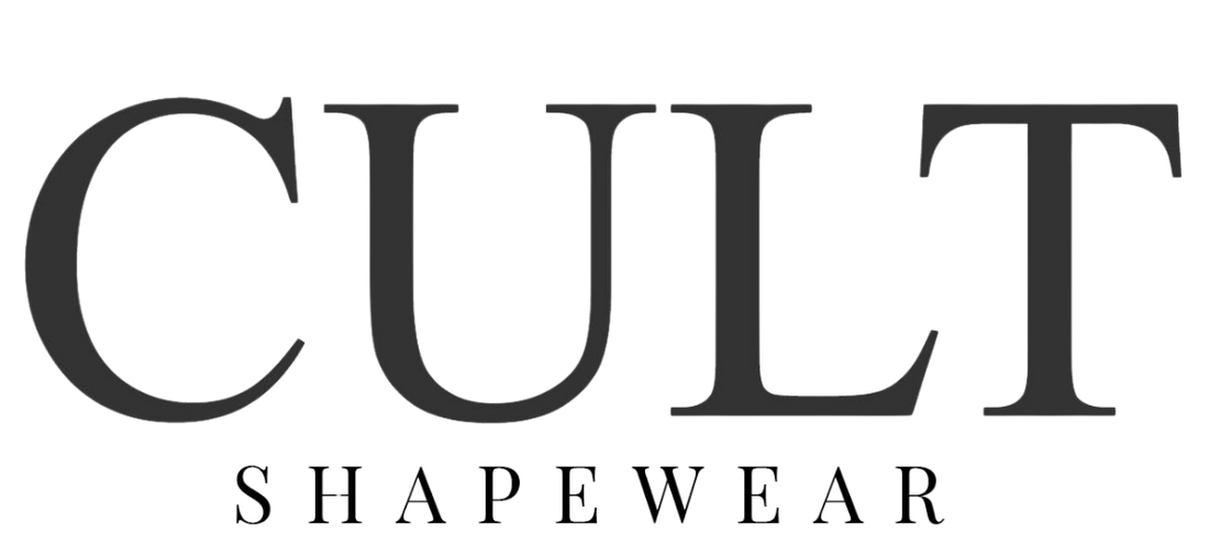 The logo for CULT Shapewear, featuring the word 'CULT' in a large serif font and 'SHAPEWEAR' in a smaller sans-serif font, centered on a plain white background.